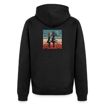 Tandem bike tour - Unisex Premium Organic Zip Hoodie - black - Back - Nico (187cm)