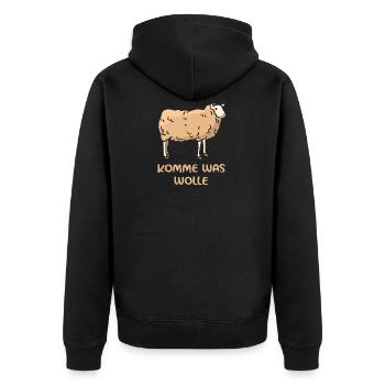 Venir Ce que la laine mouton blague - Veste à capuche bio Premium Unisexe - noir - Dos - Nico (187cm)