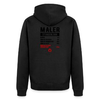 Malermeister Lackierer Stundenlohn Malerbetrieb - Unisex Premium Bio Zip Hoodie - Schwarz - Hinten - Nico (187cm)