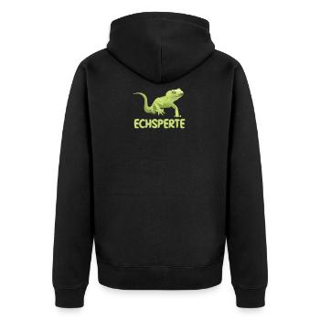 Echsperte Echse Experte Gecko Reptil - Unisex Premium Bio Zip Hoodie - Schwarz - Hinten - Nico (187cm)