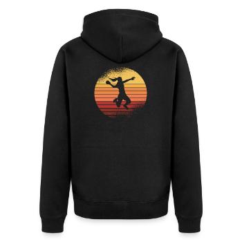 Handball Sport Team Handballer Sprungwurf Geschenk - Unisex Premium Bio Zip Hoodie - Schwarz - Hinten - Nico (187cm)
