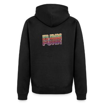 Funk Retro DJ Musik - Unisex Premium Bio Zip Hoodie - Schwarz - Hinten - Nico (187cm)
