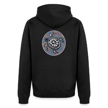 Great Hawaii design with turtle - Unisex Premium Organic Zip Hoodie - black - Back - Nico (187cm)