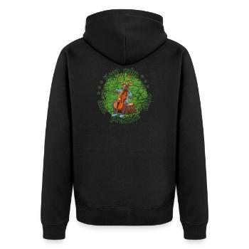 Keep calm practice Cello Violoncello Rentier - Unisex Premium Bio Zip Hoodie - Schwarz - Hinten - Nico (187cm)