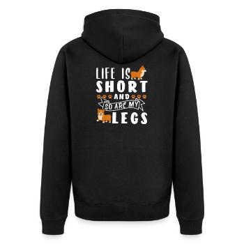 Cadeau de jambes de corgi - Veste à capuche bio Premium Unisexe - noir - Dos - Nico (187cm)