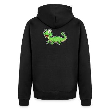 Cartoon Lizard Illustration - Unisex Premium Bio Zip Hoodie - Schwarz - Hinten - Nico (187cm)