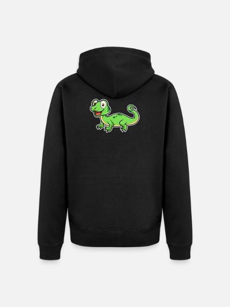 Cartoon Lizard Illustration - Unisex Premium Organic Zip Hoodie - black
