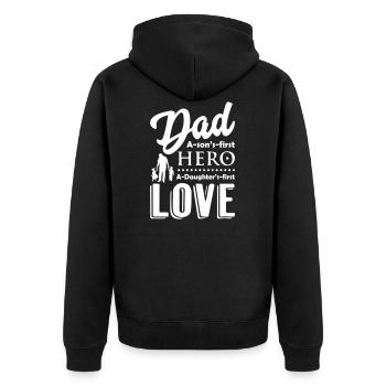 Dad a son s first hero a daugther s first love - Unisex Premium Bio Zip Hoodie - Schwarz - Hinten - Nico (187cm)