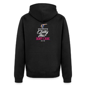 Gymnast Girl Chalky Hair Acrobatic Gymnastic Team - Unisex Premium Organic Zip Hoodie - black - Back - Nico (187cm)