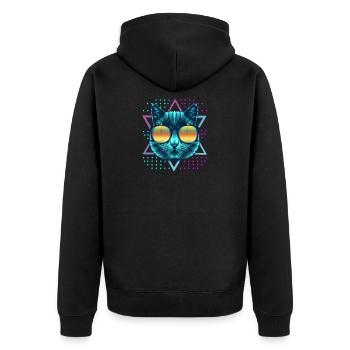 Techno Rave EDM Electronic Dubstep D&B - Unisex Premium Bio Zip Hoodie - Schwarz - Hinten - Nico (187cm)