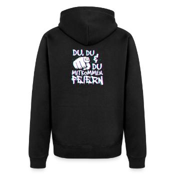 Techno Rave EDM Electronic Dubstep D&B - Unisex Premium Bio Zip Hoodie - Schwarz - Hinten - Nico (187cm)