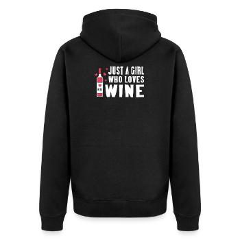 Just a girl who loves Wine - Unisex Premium Bio Zip Hoodie - Schwarz - Hinten - Nico (187cm)