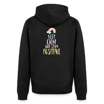 Positiv Spruch - Unisex Premium Bio Zip Hoodie - Schwarz - Hinten - Nico (187cm)