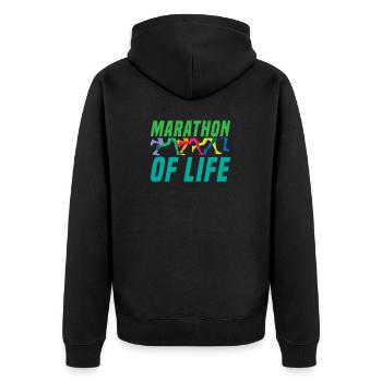 Marathon de course à pied - Veste à capuche bio Premium Unisexe - noir - Dos - Nico (187cm)