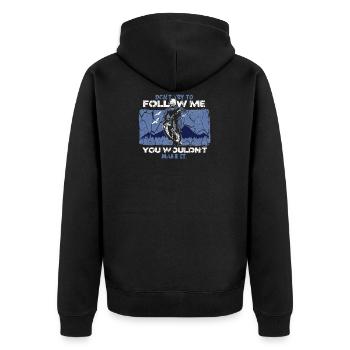 Mountain biker saying mountains - Unisex Premium Organic Zip Hoodie - black - Back - Nico (187cm)