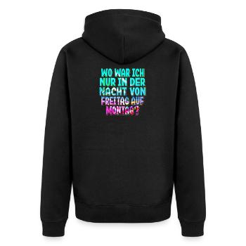 Techno Rave EDM Electronic Dubstep D&B - Unisex Premium Bio Zip Hoodie - Schwarz - Hinten - Nico (187cm)