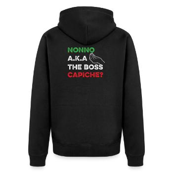 Lustiges italienisches Hemd - das Boss-Hemd - lustiges Itali - Unisex Premium Bio Zip Hoodie - Schwarz - Hinten - Nico (187cm)