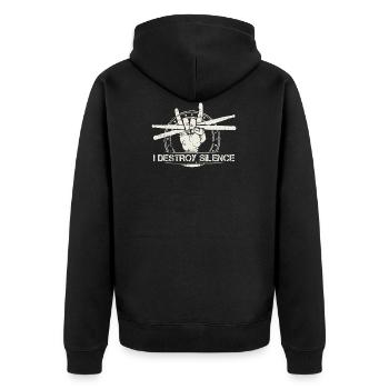 Lustiger Schlagzeugerentwurf | Musiker Geschenk Percussion - Unisex Premium Bio Zip Hoodie - Schwarz - Hinten - Nico (187cm)