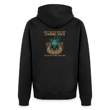 Wikinger Germanen Runen Nordische Mythologie Odin - Unisex Premium Bio Zip Hoodie - Schwarz - Hinten - Nico (187cm)