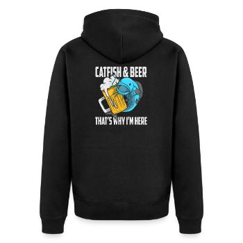 Fisherman Fishing Catfish Bierliebhaber Flathead Geschenk - Unisex Premium Bio Zip Hoodie - Schwarz - Hinten - Nico (187cm)