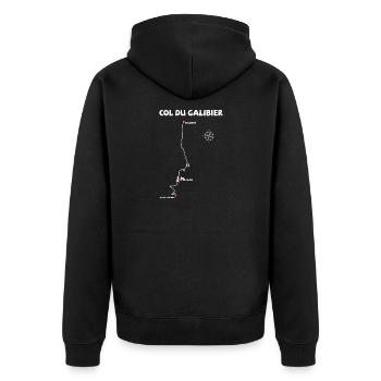 Col du Galibier 2642 m serpentine in France - Unisex Premium Organic Zip Hoodie - black - Back - Nico (187cm)