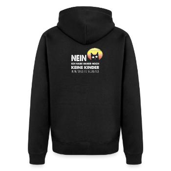 Nein Keine Kinder Die Katze Ist Allergisch Katzen - Unisex Premium Bio Zip Hoodie - Schwarz - Hinten - Nico (187cm)