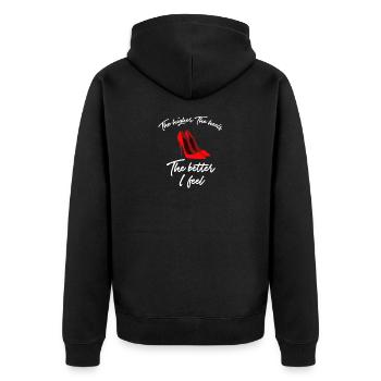 High Heels Schuhe Pumps Stiletto shoppen Geschenk - Unisex Premium Bio Zip Hoodie - Schwarz - Hinten - Nico (187cm)