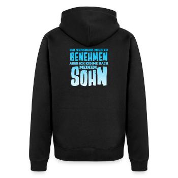 Vater und Sohn Junge Papa Daddy Vatertag Ehemann - Unisex Premium Bio Zip Hoodie - Schwarz - Hinten - Nico (187cm)