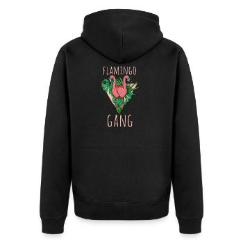 Flamingo Gang Flamingos Party Saufen Trinken - Unisex Premium Bio Zip Hoodie - Schwarz - Hinten - Nico (187cm)