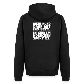 lustiges Hunde Spruch Geschenk Hund Vierbeiner dog - Unisex Premium Bio Zip Hoodie - Schwarz - Hinten - Nico (187cm)