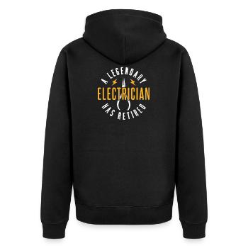 Electrician pensioner gift - Unisex Premium Organic Zip Hoodie - black - Back - Nico (187cm)