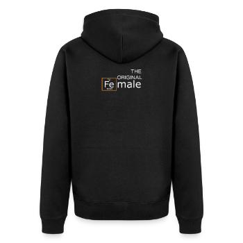 Top Spaß Weiblicher Iron Man Geschenk Design - Unisex Premium Bio Zip Hoodie - Schwarz - Hinten - Nico (187cm)