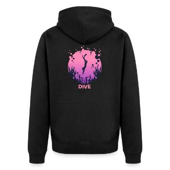 Plongée Plongée Plongée Plongée Motif Dames - Veste à capuche bio Premium Unisexe - noir - Dos - Nico (187cm)