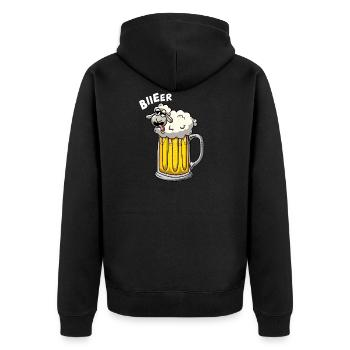 Schaf im Bier - Unisex Premium Bio Zip Hoodie - Schwarz - Hinten - Nico (187cm)