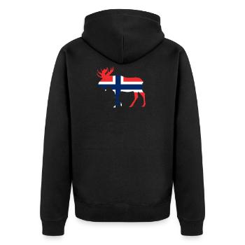 Norge Elch / Norwegen Flagge Urlaub Reise Geschenk - Unisex Premium Bio Zip Hoodie - Schwarz - Hinten - Nico (187cm)