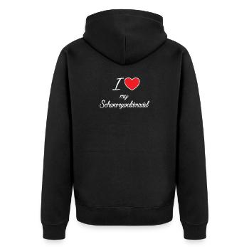 ich liebe mein schwarzwaldmädel Geschenkidee - Unisex Premium Bio Zip Hoodie - Schwarz - Hinten - Nico (187cm)