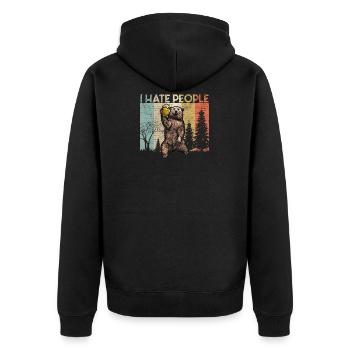 i hate people bear beer camping campers - Unisex Premium Organic Zip Hoodie - black - Back - Nico (187cm)
