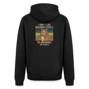 i dont like morning people bear beer - Unisex Premium Organic Zip Hoodie - black - Back - Nico (187cm)