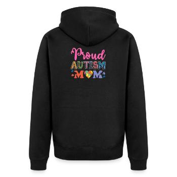 Autismus Mum Mama Autist Puzzel Geschenk - Unisex Premium Bio Zip Hoodie - Schwarz - Hinten - Nico (187cm)