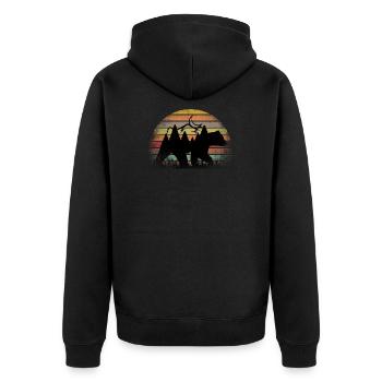 Vintage Retro Hunting Polar Bear Sunset - Unisex Premium Organic Zip Hoodie - black - Back - Nico (187cm)
