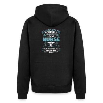 Krankenschwester Pflegekräfte Krankenhaus - Unisex Premium Bio Zip Hoodie - Schwarz - Hinten - Nico (187cm)