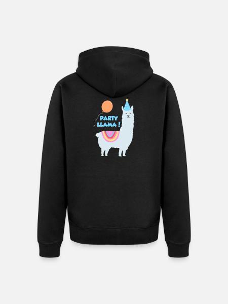 Party llama - Unisex Premium Organic Zip Hoodie - black