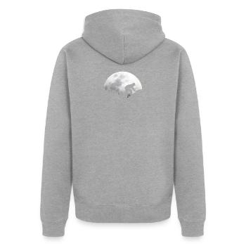 Mond Zimmermann Zimmerei - Unisex Premium Bio Zip Hoodie - Grau meliert - Hinten - Nico (187cm)