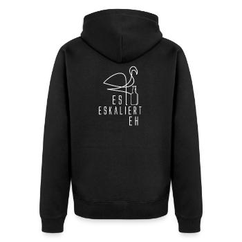 Es Eskaliert Eh Flamingo Bier Alkohol Trinken - Unisex Premium Bio Zip Hoodie - Schwarz - Hinten - Nico (187cm)