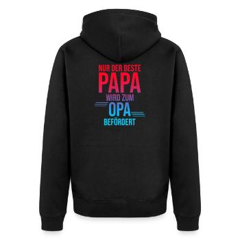 Nur der beste Papa wird zum Opa befördert - Unisex Premium Bio Zip Hoodie - Schwarz - Hinten - Nico (187cm)