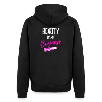 Kosmetikerin Kosmetik kosmetiker - Unisex Premium Bio Zip Hoodie - Schwarz - Hinten - Nico (187cm)