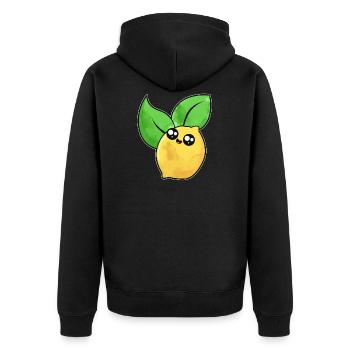 Niedliche Zitrone Gesicht - Unisex Premium Bio Zip Hoodie - Schwarz - Hinten - Nico (187cm)