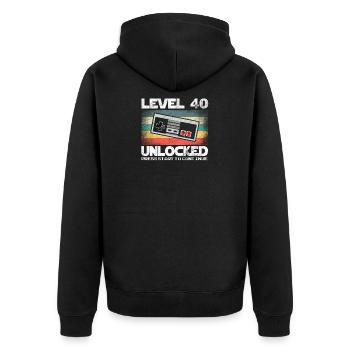 Level 40 Freigeschalteter Videospieler 40. Geburtstag Retro - Unisex Premium Bio Zip Hoodie - Schwarz - Hinten - Nico (187cm)