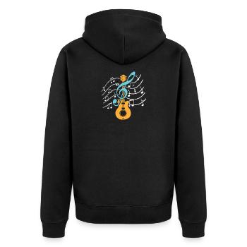 Guitariste clé de sol guitare - Veste à capuche bio Premium Unisexe - noir - Dos - Nico (187cm)