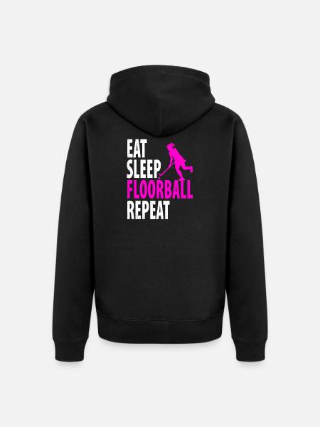 Floorball - Unisex Premium Bio Zip Hoodie - Schwarz